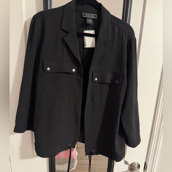 NWT NYCC New York Clothing Company Black Utility Jacket Blazer - Size Large - Picture 2 of 4